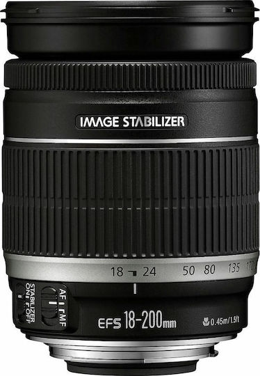 Canon Crop Φωτογραφικός Φακός 18-200mm F3.5-5.6 IS Standard Zoom για Canon EF-S Mount Black