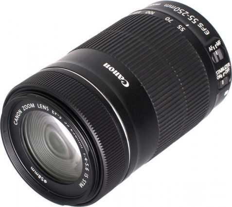 Canon Crop Camera Lens EF-S 55-250mm f/4-5.6 IS STM Telephoto / Tele Zoom for Canon EF-S Mount Black