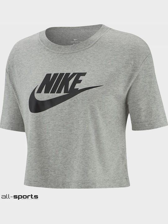 Sportswear Damen Sport Crop Top Kurzarm Gray