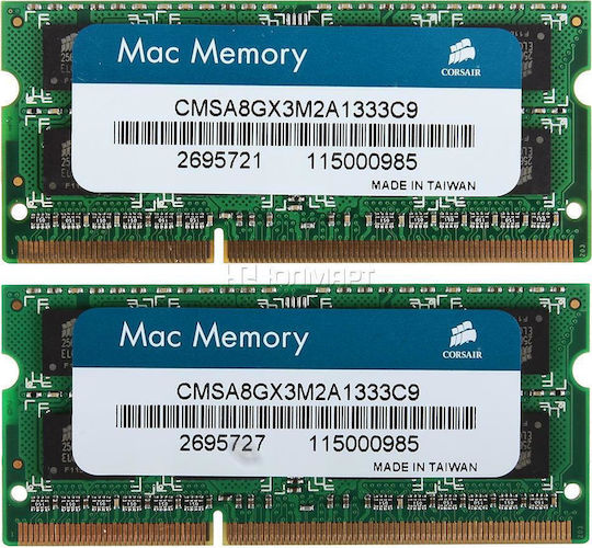 Corsair Mac Memory 8GB DDR3 RAM with 2 Modules (2x4GB) and 1333 Speed for Laptop