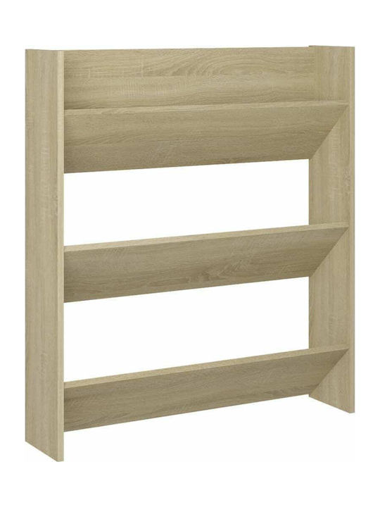 Wooden Shoe Organizer with 3 Shelves Sonoma Δρυς 80x18x90cm