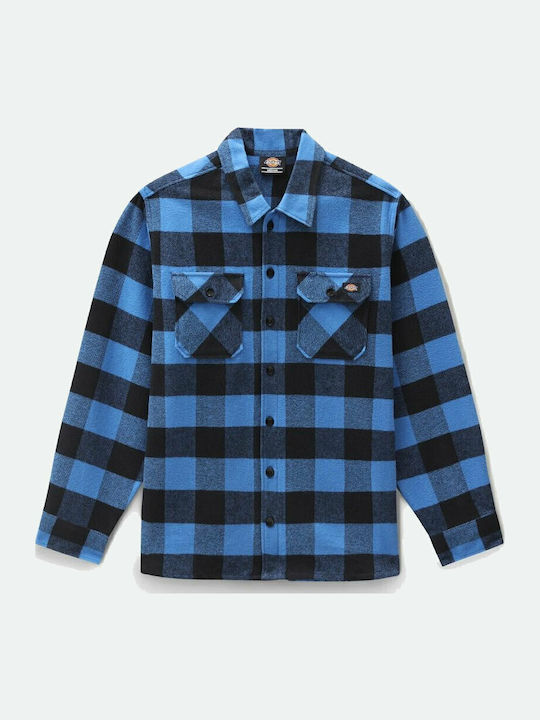 Sacramento Long-sleeved Flannel Shirt Checked Blue