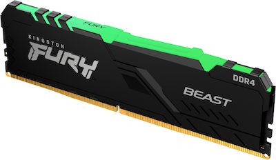 Kingston Fury Beast RGB 16GB DDR4 RAM με 2 Modules (2x8GB) και Ταχύτητα 3600 για Desktop