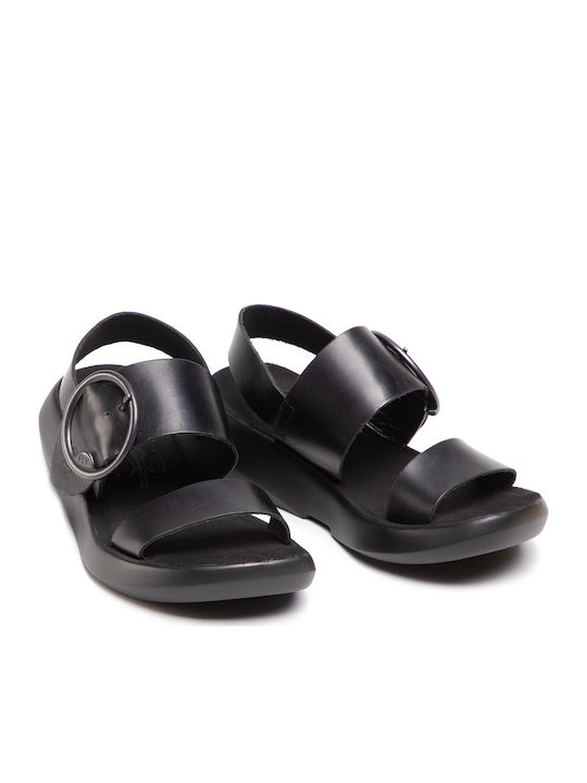 Banifly Din piele Sandale casual damă în Culoare Negru