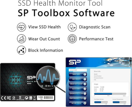 Silicon Power Slim S55 SSD 120GB 2.5'' Type With SATA III Connection SP120GBSS3S55S25