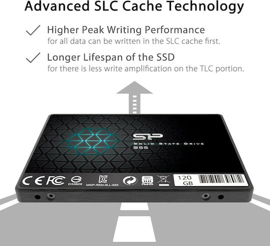 Silicon Power Slim S55 SSD 120GB 2.5'' Type With SATA III Connection SP120GBSS3S55S25