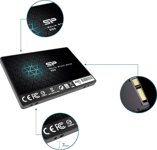 Silicon Power Slim S55 SSD 480GB 2.5'' Type With SATA III Connection SP480GBSS3S55S25