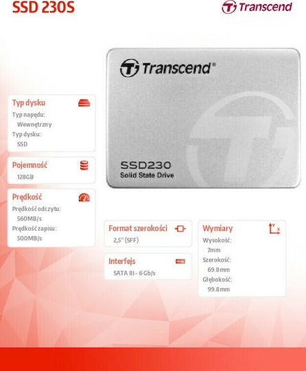 Transcend SSD230S 128GB 2.5'' Type With SATA III Connection TS128GSSD230S