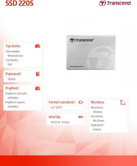 Transcend SSD220S 120GB Тип 2.5'' С Връзка SATA III TS120GSSD220S