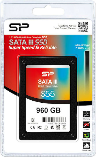 Silicon Power Slim S55 SSD 960GB τύπου 2.5'' με σύνδεση SATA III SP960GBSS3S55S25