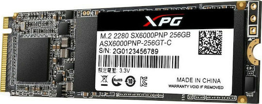 Adata XPG SX6000 Pro SSD 256GB τύπου M.2 με σύνδεση PCI Express 3.0 ASX6000PNP-256GT-C