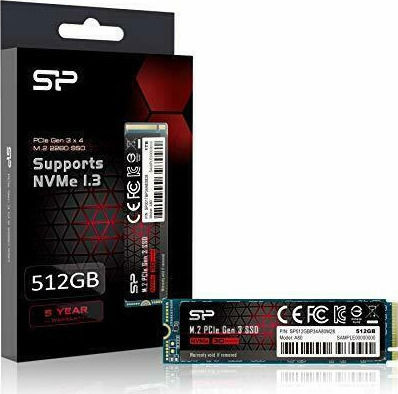 Silicon Power P34A80 SSD 512GB τύπου M.2 με σύνδεση PCI Express 3.0 SP512GBP34A80M28