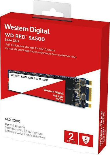 Western Digital Red SA500 NAS SSD 2TB M.2 Type with SATA III Connection WDS200T1R0B Bulk