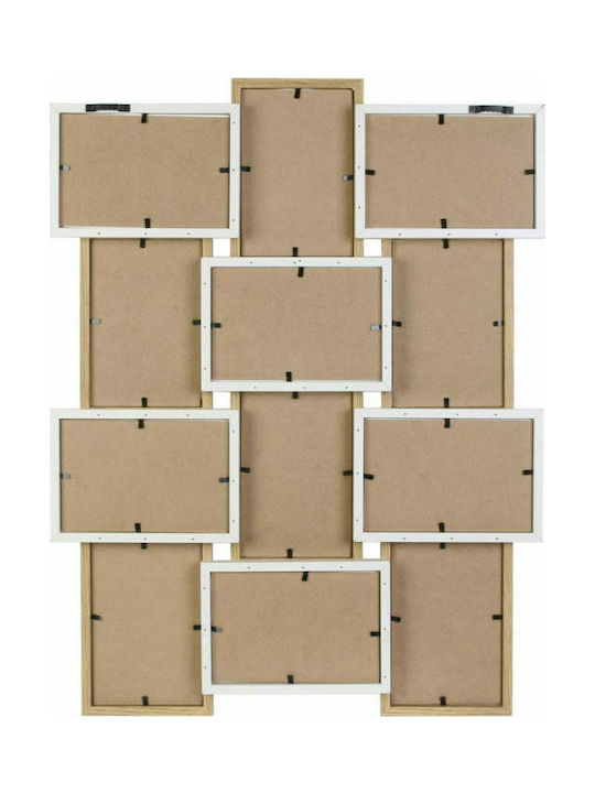 Multi Wall-Mounted Picture Frame 12 Photos Wooden With White Frame