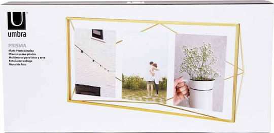Umbra Prisma Multi Wandmontage Metallisch 3 Bilder mit Gold Rahmen Mat Bras