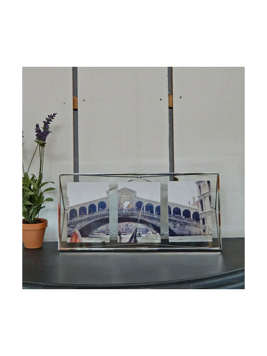 Umbra Prisma Wall-Mounted Multi Metallic 3-Photo Frame With Silver Chrome Frame