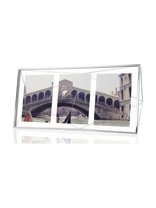 Umbra Prisma Wall-Mounted Multi Metallic 3-Photo Frame With Silver Chrome Frame