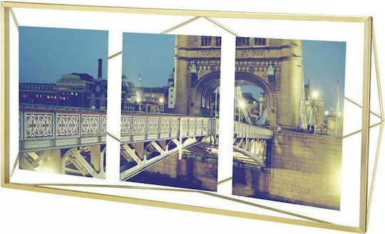 Umbra Prisma Multi Wandmontage Metallisch 3 Bilder mit Gold Rahmen Mat Bras
