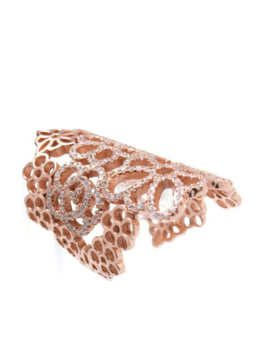 Folli Follie Ring with Stones made of Steel Gold Plated