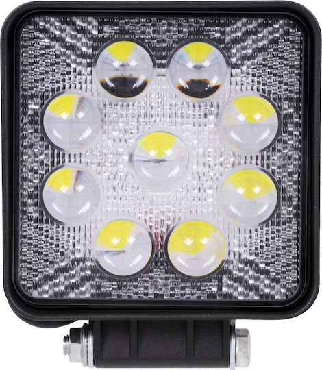 GloboStar PRO Series Квадратς Водоустойчив Фарове за кола LED Универсален 10 - 30V 27W 10.8см с Бял осветление 1бр
