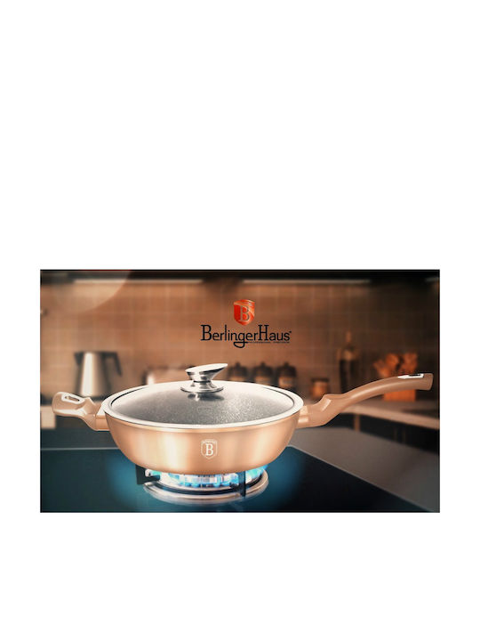 Berlinger Haus Metallic Line Pan With Lid made of Aluminum with Stone Coating Rose Gold Collection 28cm