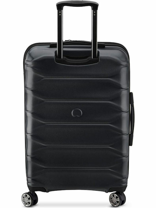 Delsey Meteor Medium Hard Black Suitcase With 4 Wheels Height 68cm