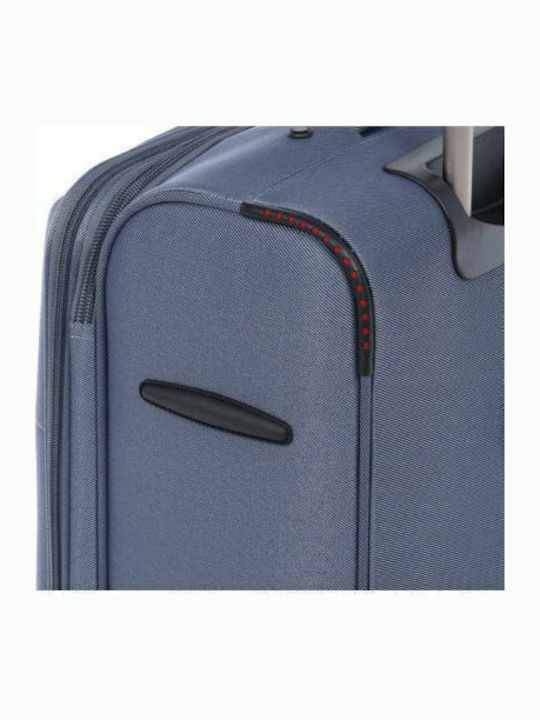 Diplomat Large Fabric Blue Travel Suitcase With 2 Wheels Height 75cm The Athens Collection