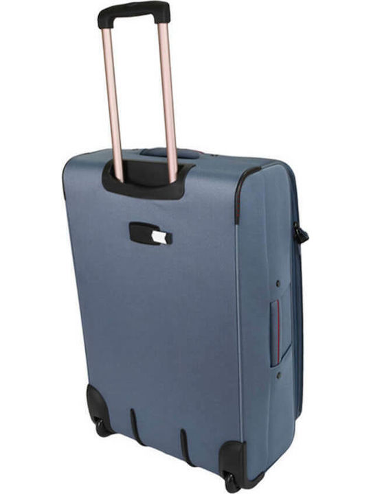 Diplomat Large Fabric Blue Travel Suitcase With 2 Wheels Height 75cm The Athens Collection