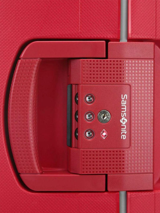 Samsonite S'cure Μεσαία Βαλίτσα Ταξιδίου Σκληρή Κόκκινη με 4 Ρόδες Ύψους 69εκ.