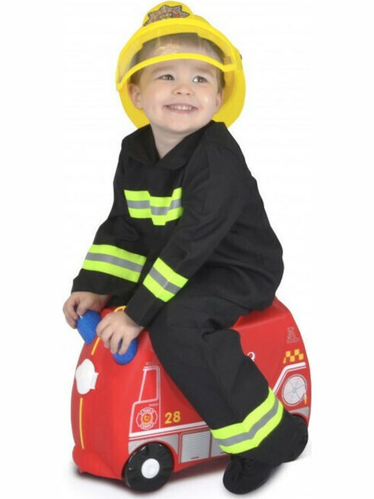 Trunki Frank the Fire Truck Παιδική Βαλίτσα Ταξιδίου Καμπίνας Σκληρή Κόκκινη με 4 Ρόδες Ύψους 31εκ.