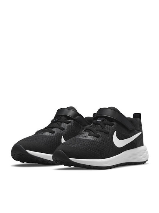 Revolution Revolution 6 Kids Sports Shoes Running with Hoop & Loop Closure Black / White / Dk Smoke Grey