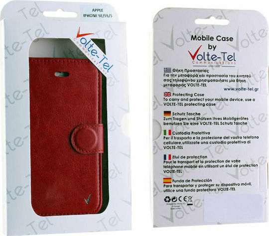 Volte-Tel Книга Изкуствена кожа Червен (iPhone 5/5s/SE)