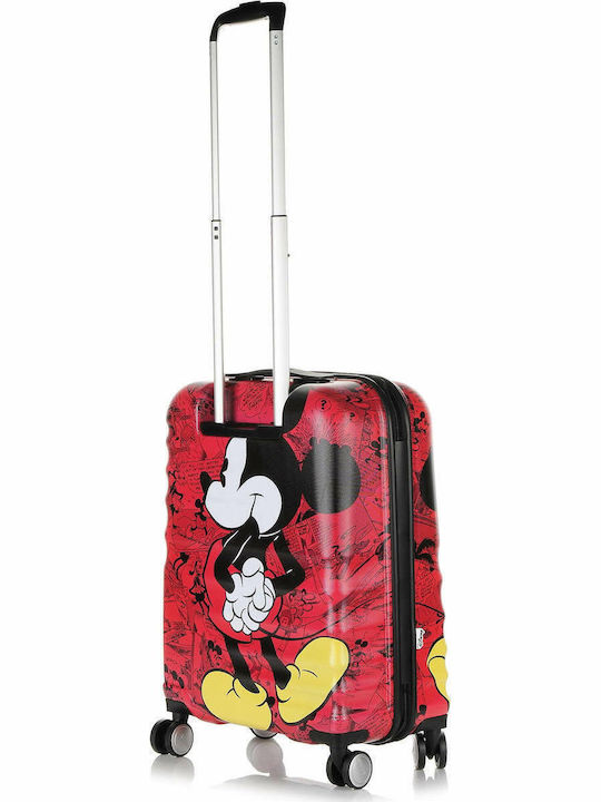 American Tourister Wavebreaker Disney Kids Cabin Hard Red Suitcase With 4 Wheels Height 55cm