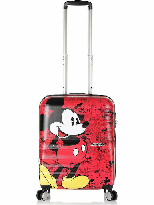American Tourister Wavebreaker Disney Kids Cabin Hard Red Suitcase With 4 Wheels Height 55cm