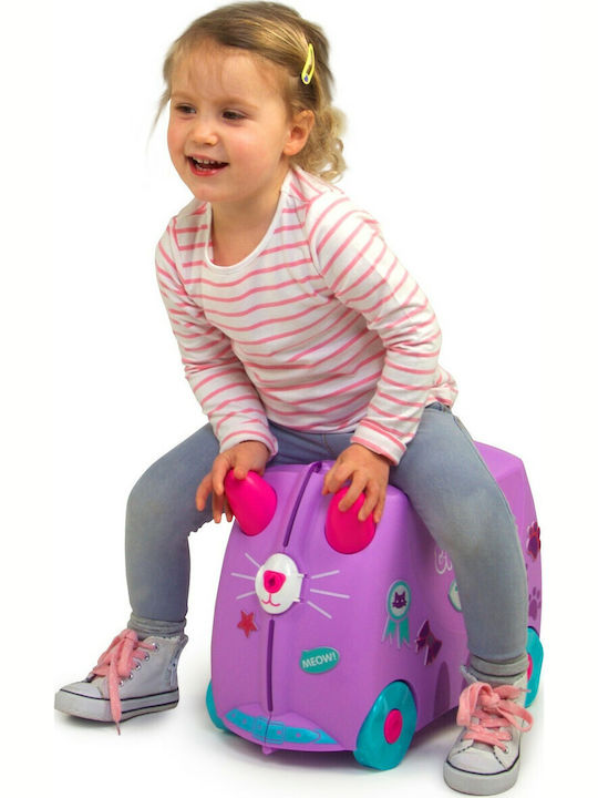 Trunki Cassie The Cat Детски Куфар За Пътуване Кабинен Твърд Лилав С 4 Колела Височина 31см