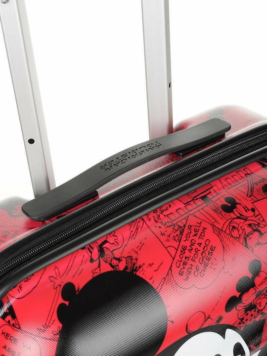American Tourister Wavebreaker Disney Kids Cabin Hard Red Suitcase With 4 Wheels Height 55cm