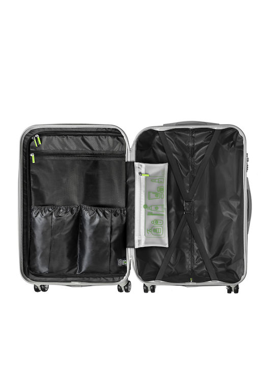 A2S World Stamps Cabin Hard Multicolour Suitcase with 4 Wheels Height 55cm