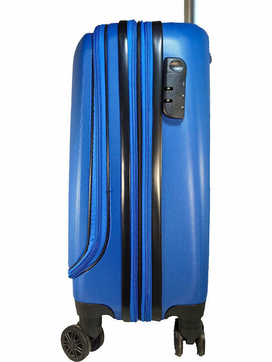 Rain Cabin Hard Blue Travel Suitcase with 4 Wheels Height 55cm