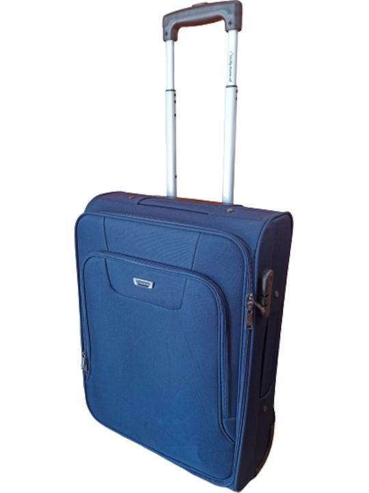 Diplomat Cabin Travel Suitcase Fabric Blue with 2 Wheels Height 55cm ZC980