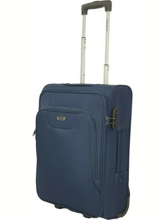 Diplomat Cabin Travel Suitcase Fabric Blue with 2 Wheels Height 55cm ZC980
