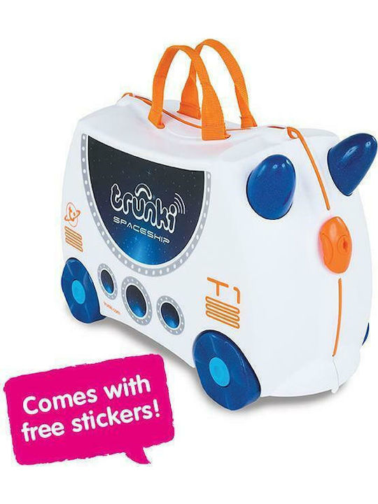 Trunki Skye Spaceship Детска Куфара За Пътуване Кабинен Твърд Бяла С 4 Колела Височина 31см