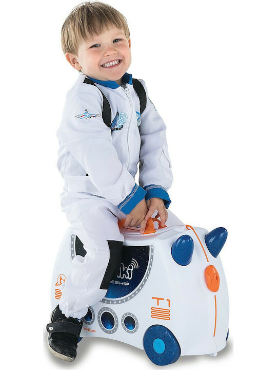 Trunki Skye Spaceship Детска Куфара За Пътуване Кабинен Твърд Бяла С 4 Колела Височина 31см
