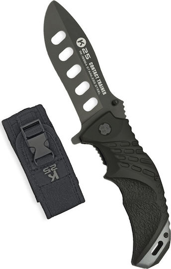 K25 Pocket Knife Black with Blade made of Stainless Steel in Sheath