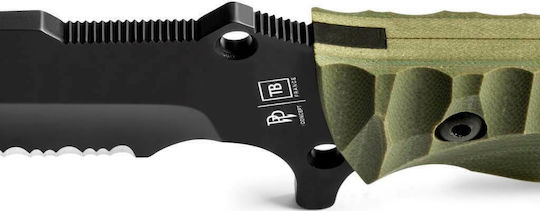 TB Outdoor Maraudeur G10 Serrations Messer Überleben Khaki in Hülle
