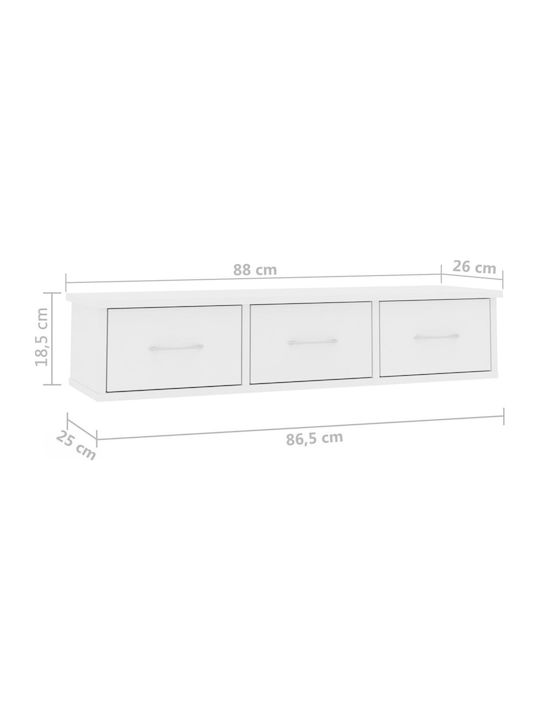 Ράφι Τοίχου Λευκό 90x26x18.50εκ.