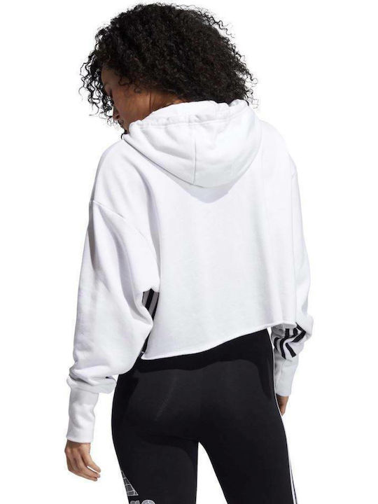 Adidas Performance Cropped Γυναικείο Φούτερ με Κουκούλα Λευκό