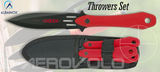 Albainox Throwers 3pcs Cuțit Roșu în Toc Set 3buc
