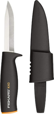 Fiskars K40 Knife Black with Blade made of Stainless Steel in Sheath