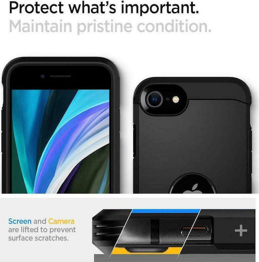 Spigen Tough Armor Back Cover Πλαστικό 1.2mm Μαύρο (iPhone SE 2020)