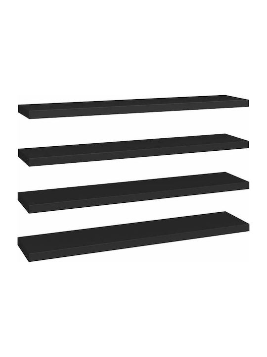 Shelves Wall S/4 Black 4pcs 120x23.5x3.8cm